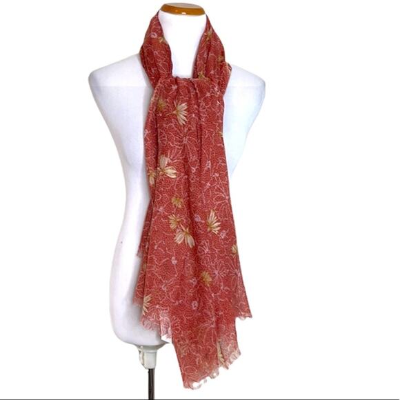 Melrose & Market Red Floral Sheer Scarf NWT - Picture 1 of 5